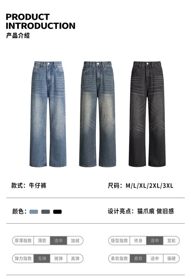 Vintage Washed Men's Jeans Detail