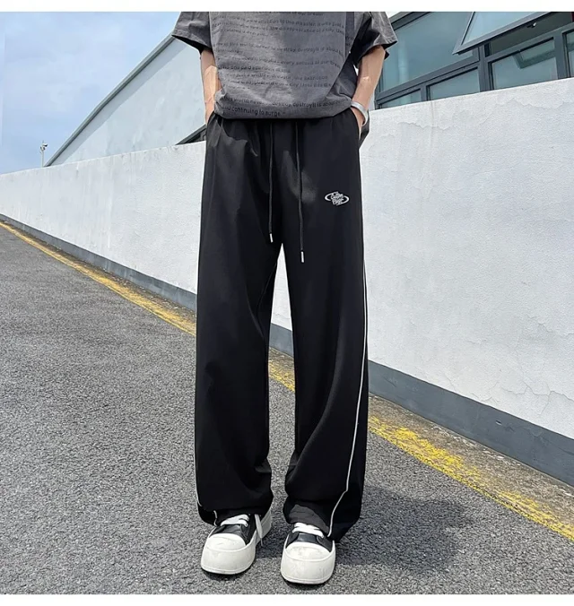Men's Summer Laser-Punched Loose Ice Silk Trousers Detail