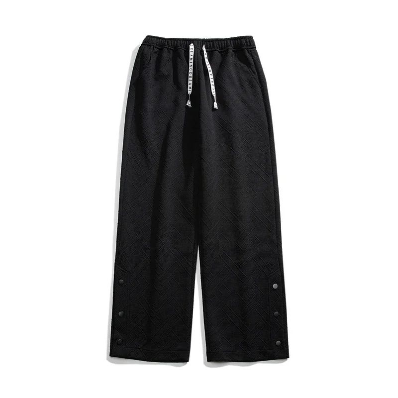 Oversize White Men's Spring Retro Button Sport Pants