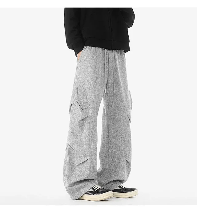 American Heavyweight Grey Pleated Sweatpants Detail
