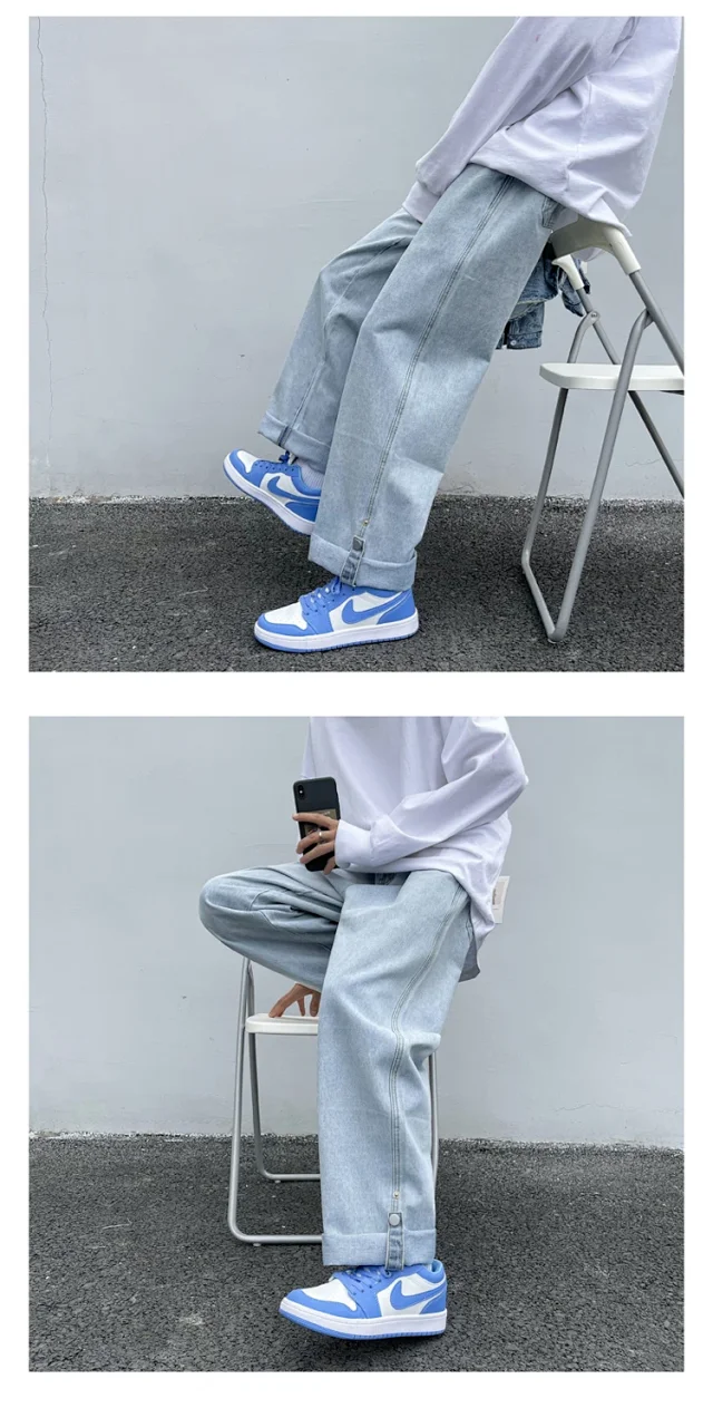 Spring/Summer Trendy Men's Loose Straight Jeans Detail