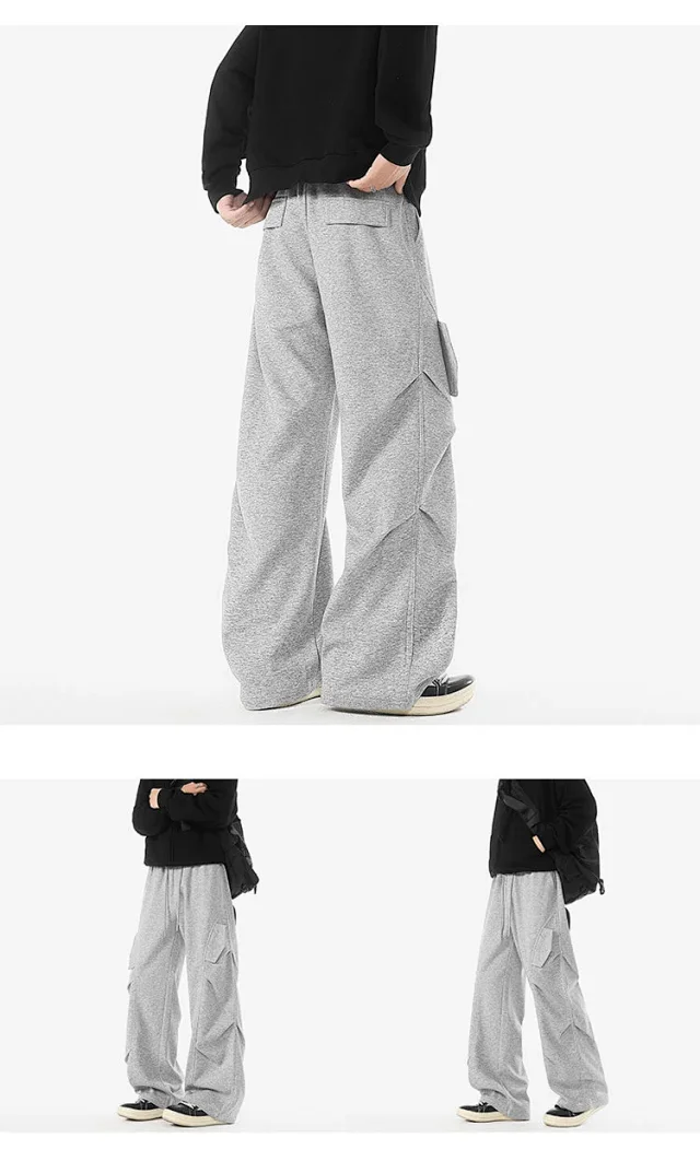 American Heavyweight Grey Pleated Sweatpants Detail