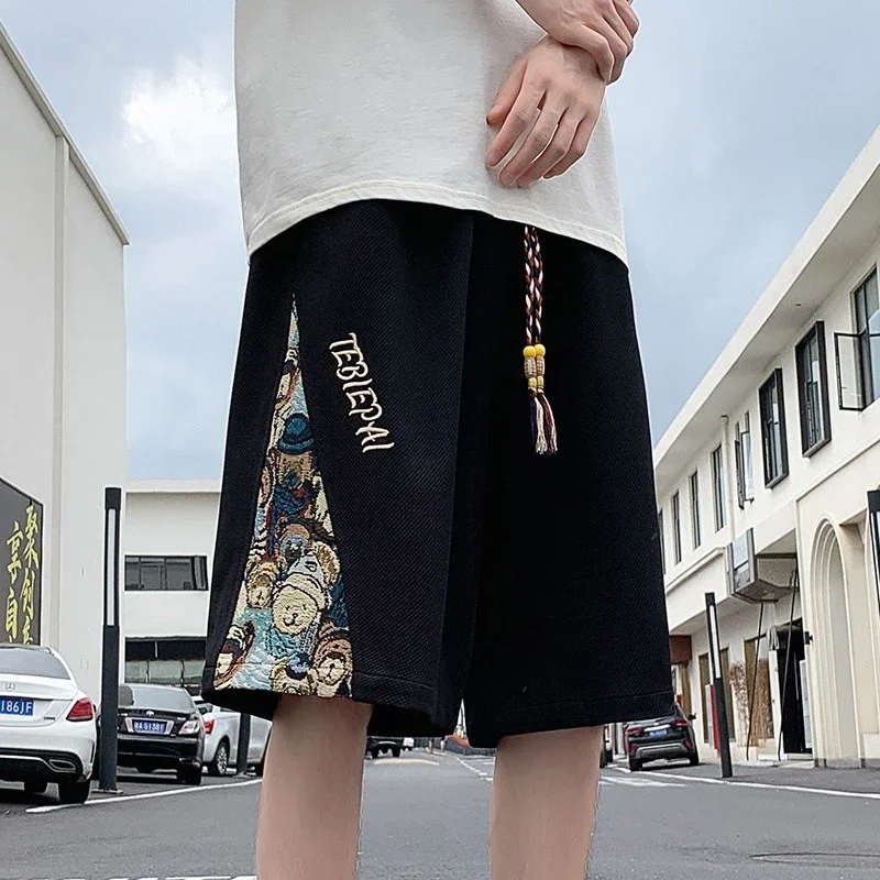Men's 2025 Summer Embroidered Shorts with Cartoon Bear