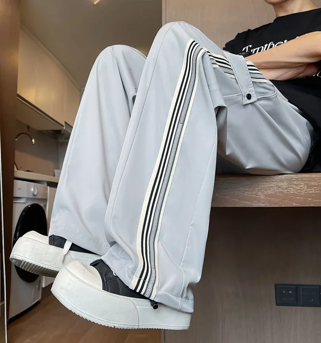 Men's 2025 Summer Ice Silk Wide - Leg Pants Detail