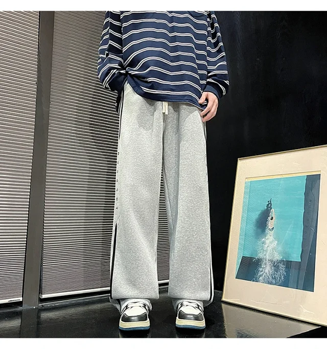 2025 Men's Sweatpants Oversize Loose Straight Trousers Detail