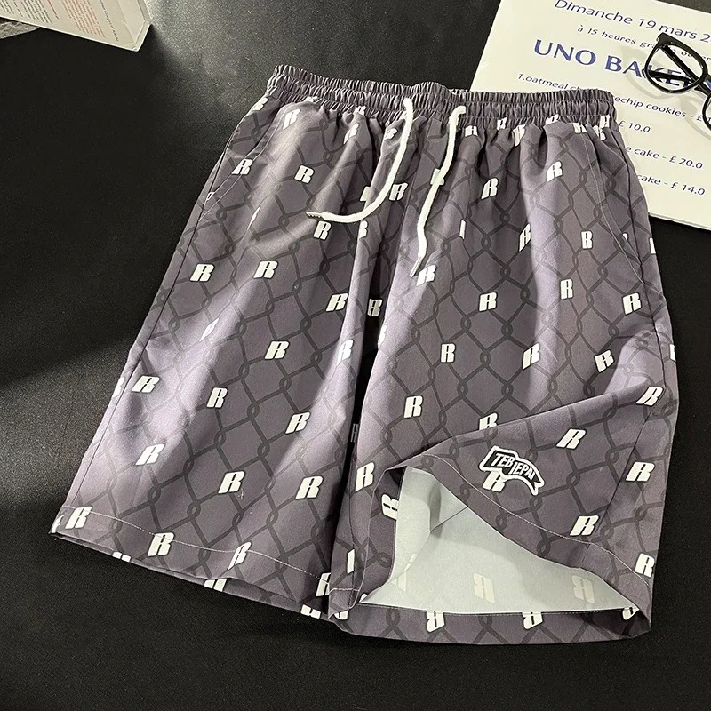 Men's Summer Plaid Patchwork Beach Shorts