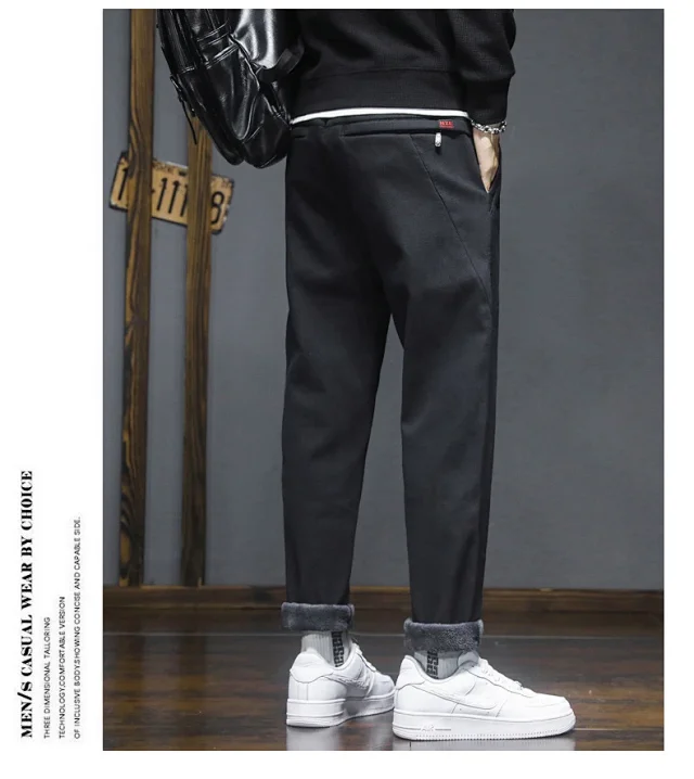 Men's Winter Warm Slim Straight Pants Detail
