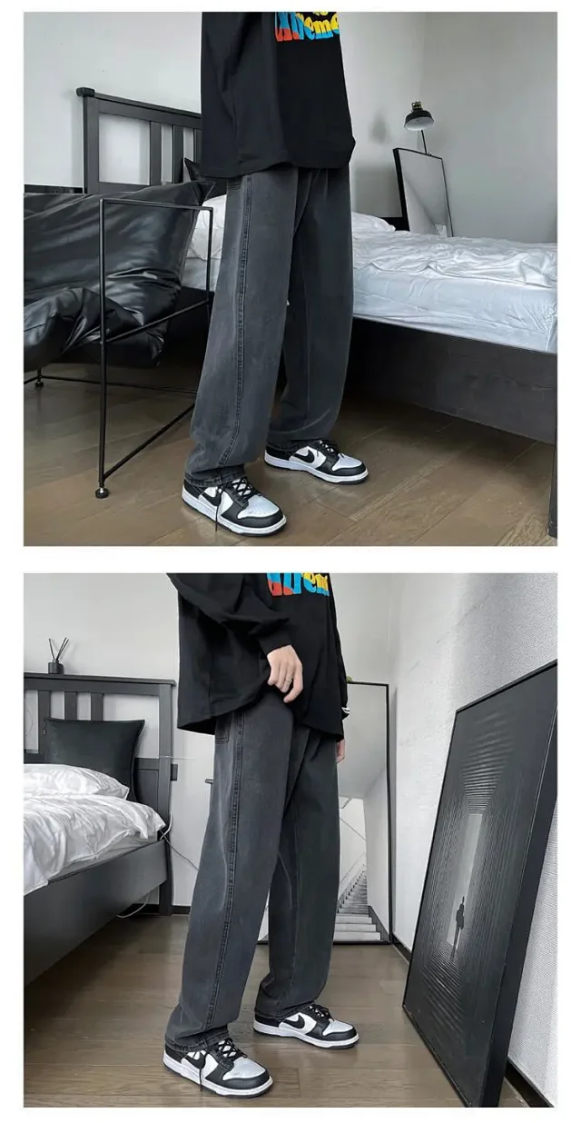 Retro Hong Kong Style Men's Loose Wide - leg Oversize Pants Detail