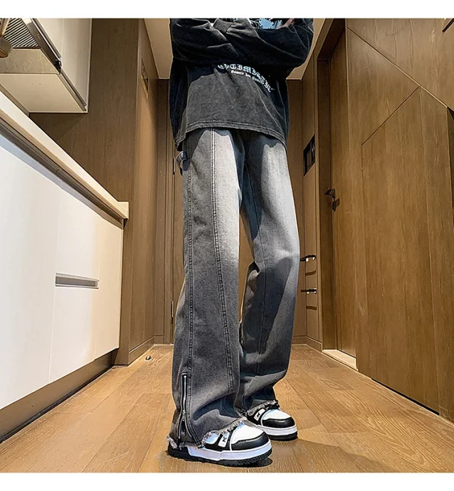 Men's Spring Vibe Side-Zip Hiphop Denim Detail