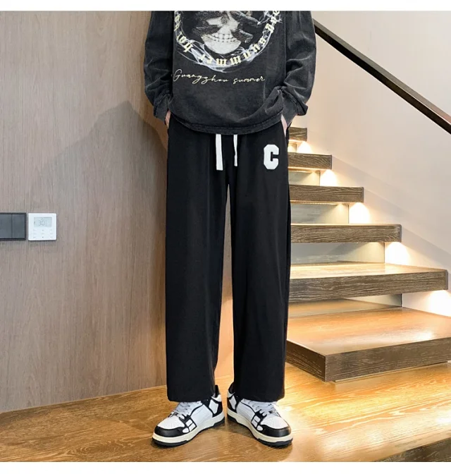 Men's Vintage Loose Wide-Leg Pants Detail