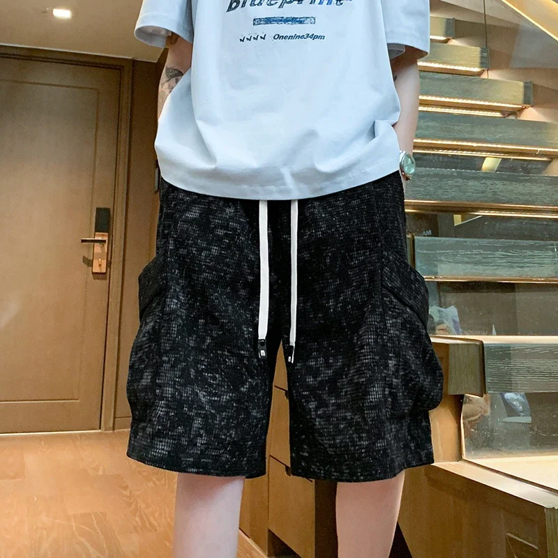Men's Trendy Brand Black Shorts with Big Pockets