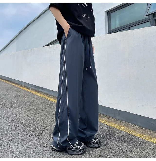Men's Summer Laser-Punched Loose Ice Silk Trousers Detail