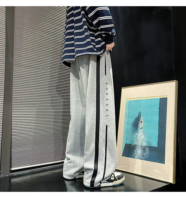 2025 Men's Sweatpants Oversize Loose Straight Trousers Detail