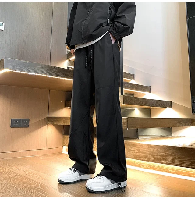 Men's Spring Hiphop Straight Cargo Pants Detail