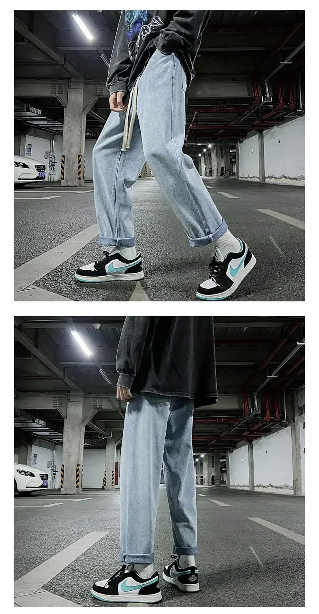 Men's Retro High-Street Straight Jeans Detail