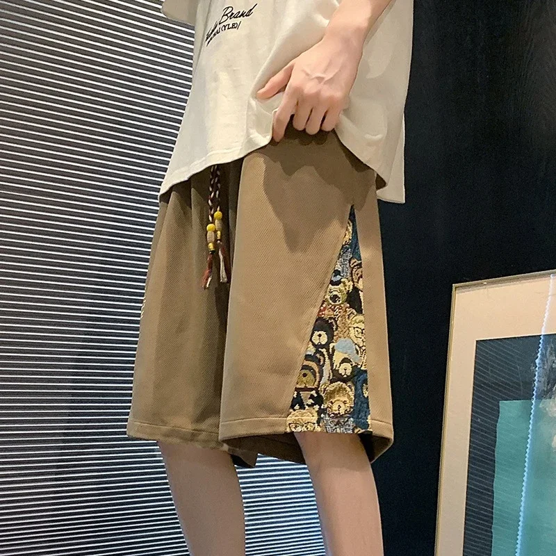Men's 2025 Summer Embroidered Shorts with Cartoon Bear