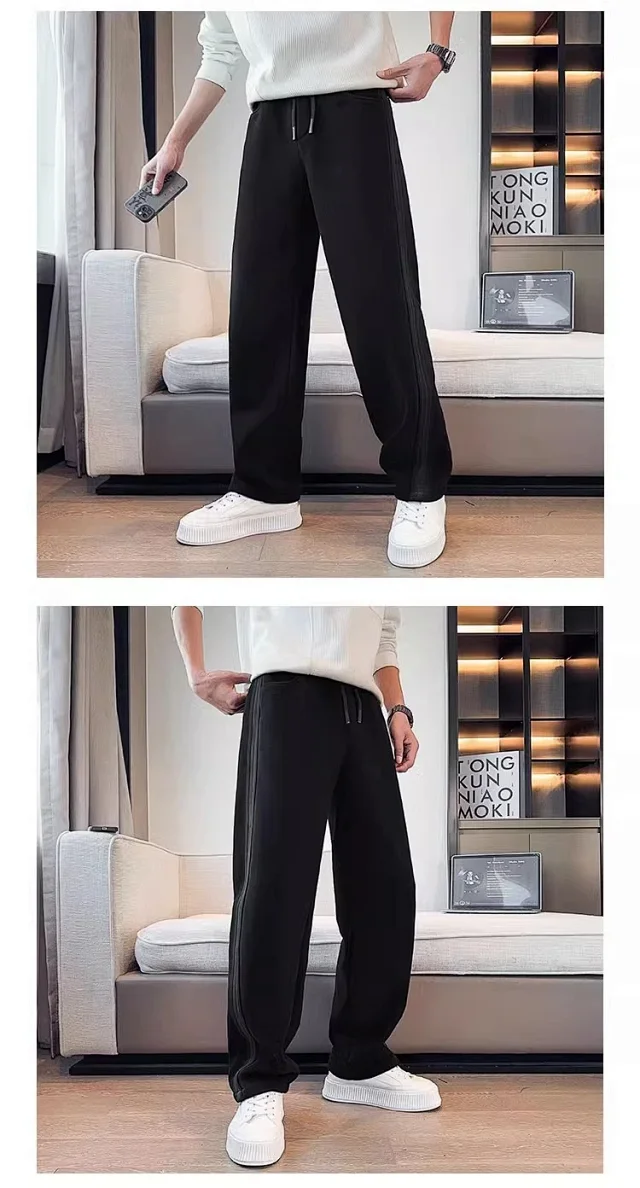 Spring Autumn Men's Casual Straight Pants Detail