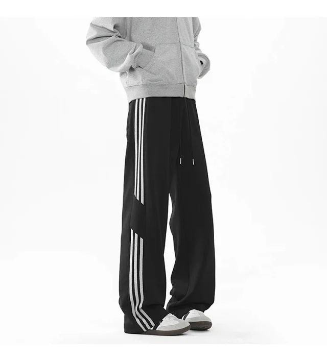 2025 Spring New US High Street Striped Patchwork Sweatpants for Men (Large Size, Wide-Leg, Loose & Casual Sportswear) Detail