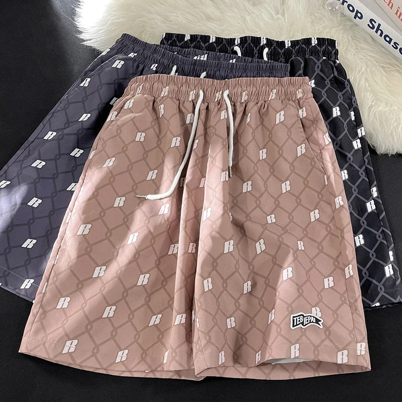 Men's Summer Plaid Patchwork Beach Shorts