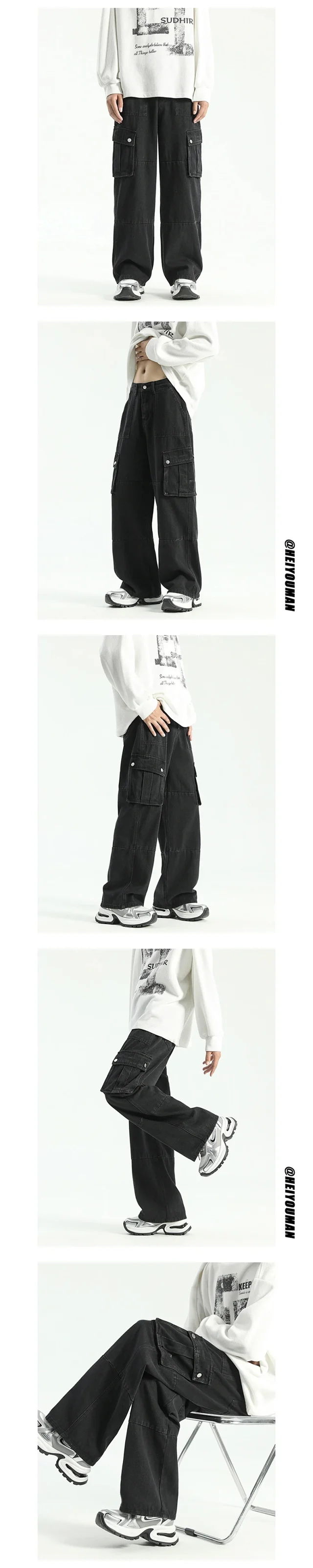 Unisex Big - Pocket Hiphop Denim Detail
