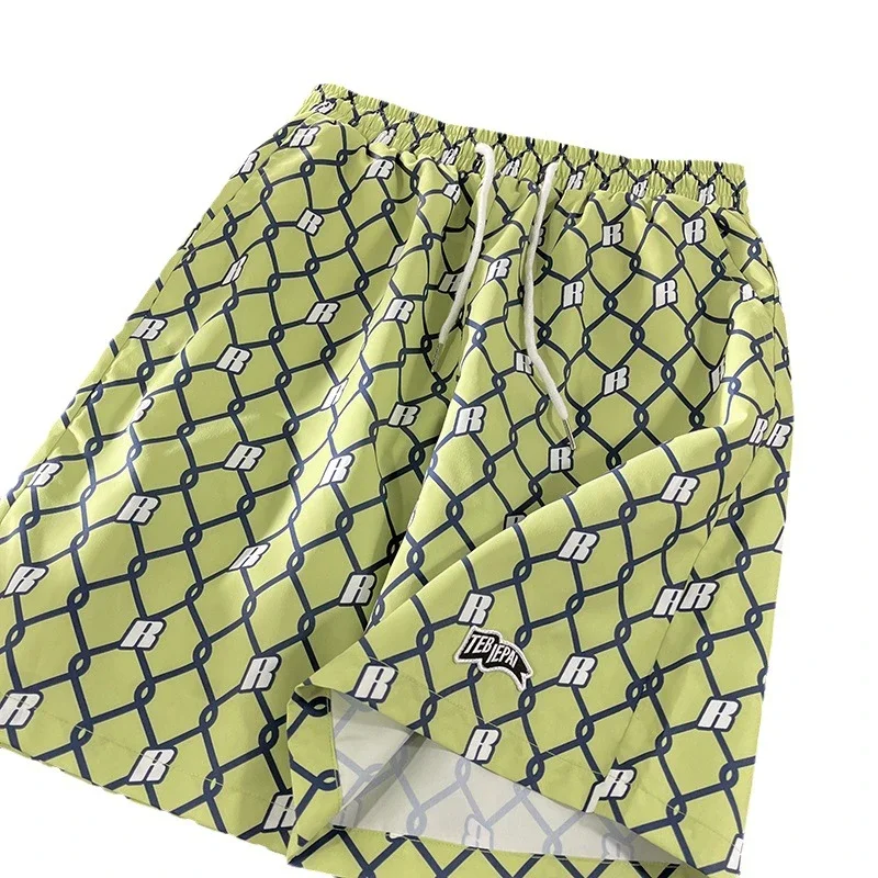 Men's Summer Plaid Patchwork Beach Shorts