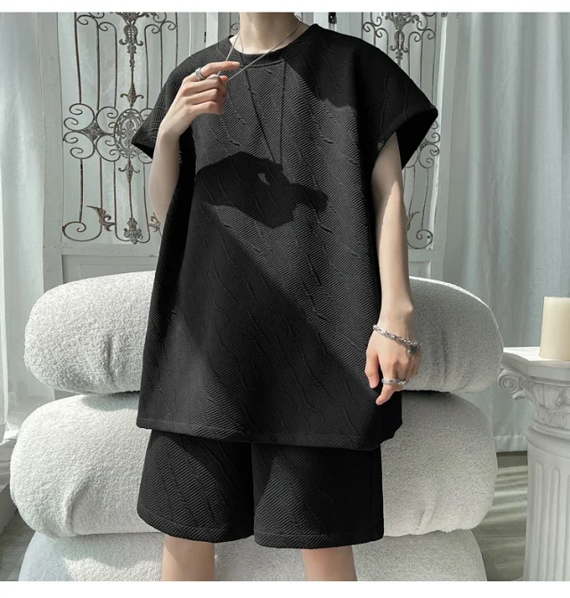 Men's Summer Loose Jacquard Sleeveless Set Detail