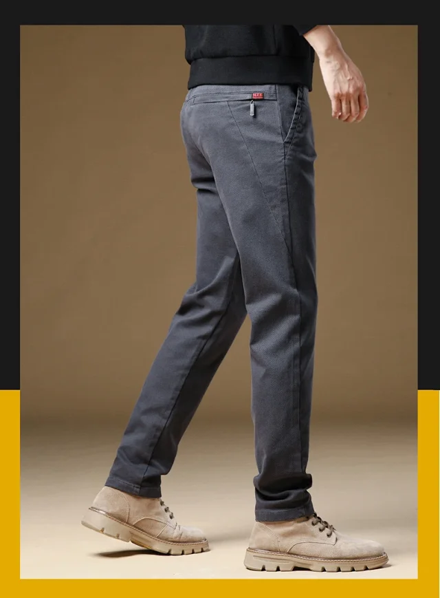 Men's Winter Fleece Slim Straight Warm Business Pants Detail