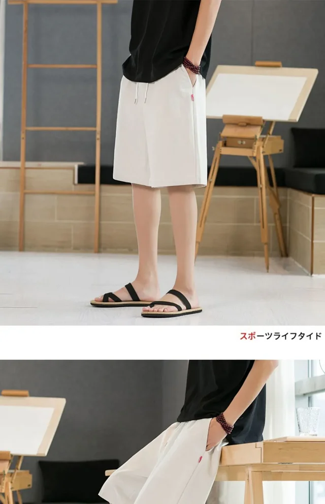 Men's Cotton Shorts Summer Loose Straight Detail