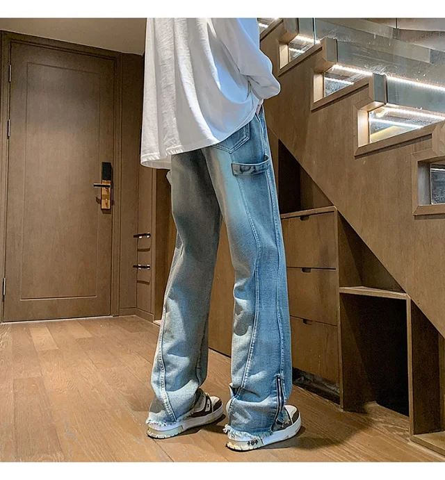 Men's Spring Hip Hop Straight Work Pants Detail