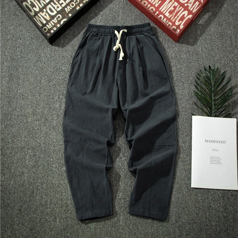 Men's Summer Linen Pants - Loose Wide-Leg