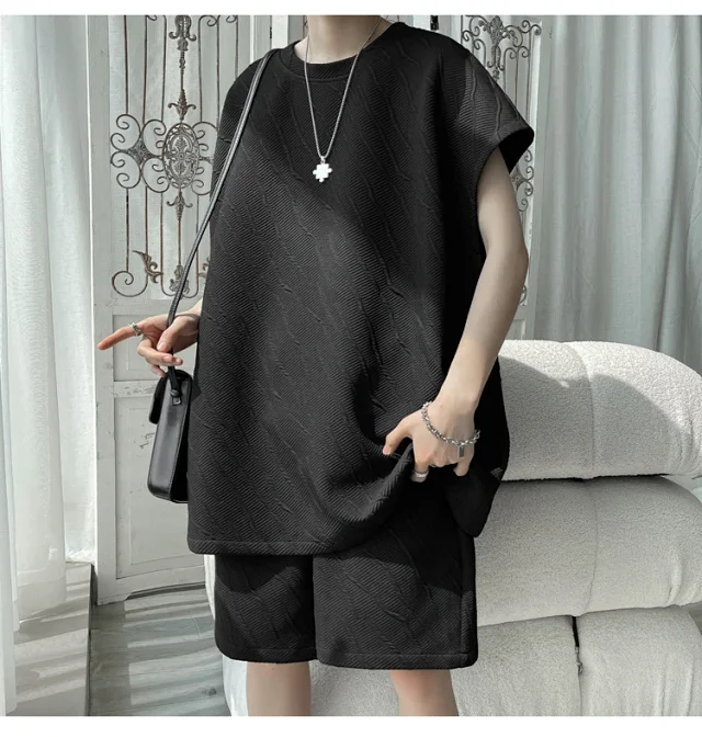 Men's Summer Loose Jacquard Sleeveless Set Detail