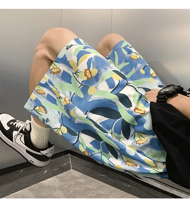 Men's Summer Thin Quick-dry Trendy Floral Beach Shorts Detail