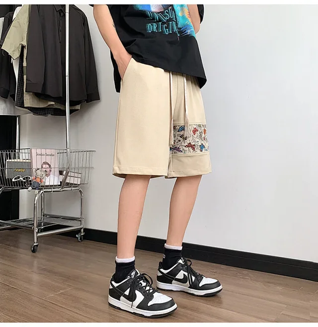 Chinese-style Embroidered Men's Sport Shorts Detail
