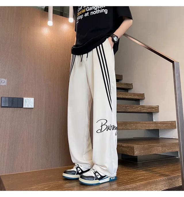 Men's Summer Ice Silk Baggy Straight Leg Trousers Detail