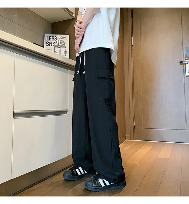 Maroon Quick - Dry Ice Silk Men's Summer Cargo Pants Detail