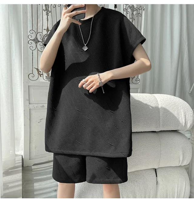 Men's Summer Loose Jacquard Sleeveless Set Detail