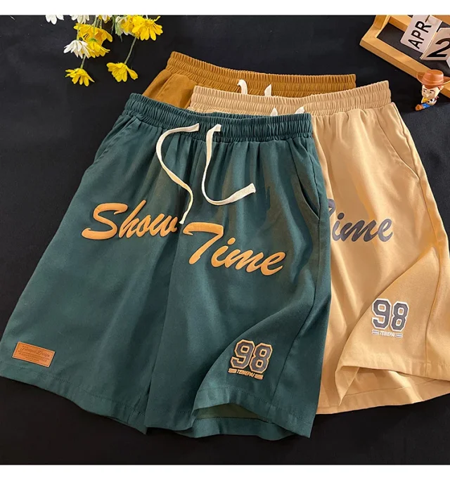 Men's Summer Foam-Printed Leather Tag Shorts Detail