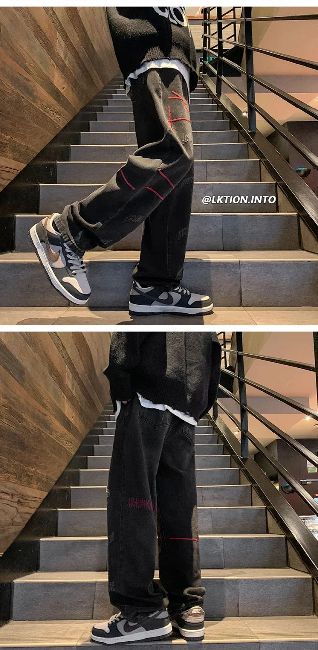 Men's Straight Jeans with Stitch Detail Detail