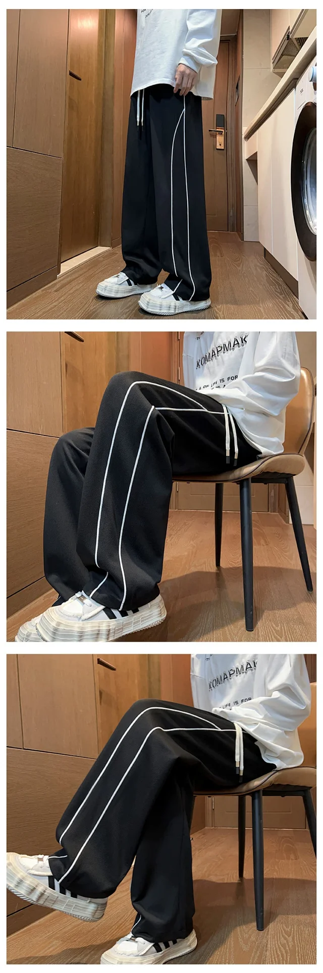 Men's Vintage Striped Joggers Detail