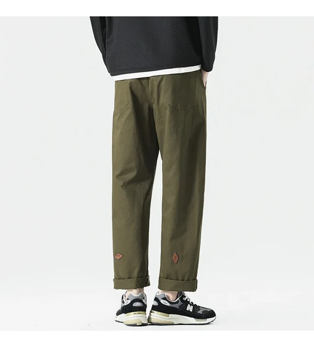 Autumn Men's Retro Japanese Straight Cargo Pants Detail