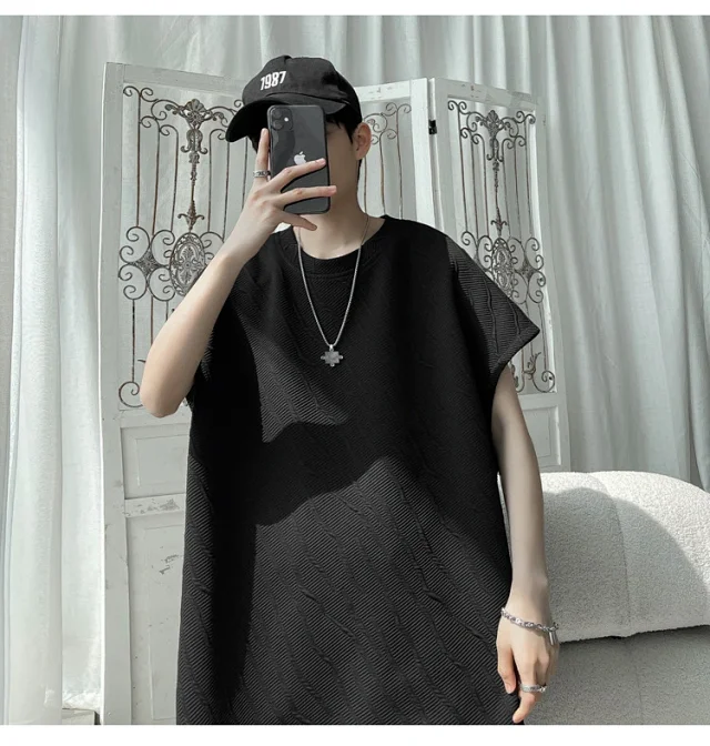 Men's Summer Loose Jacquard Sleeveless Set Detail
