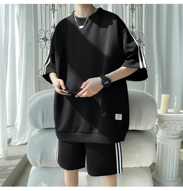 Men's Summer Loose Jacquard Tracksuit Detail
