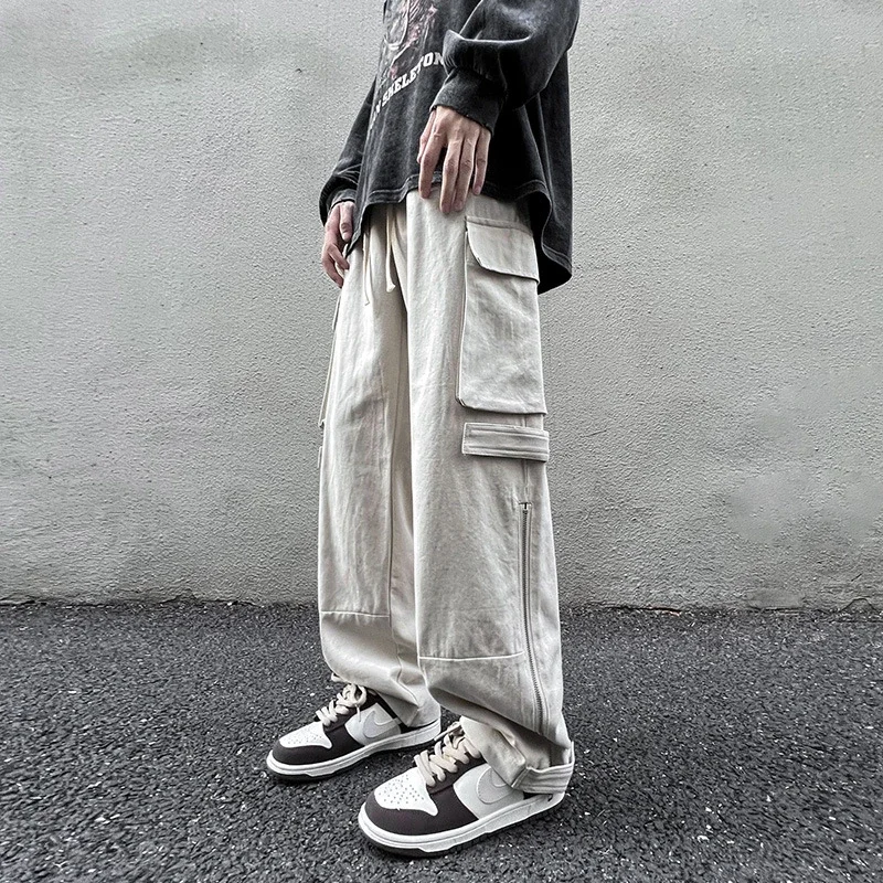 Grey American Retro Cargo Pants for Men