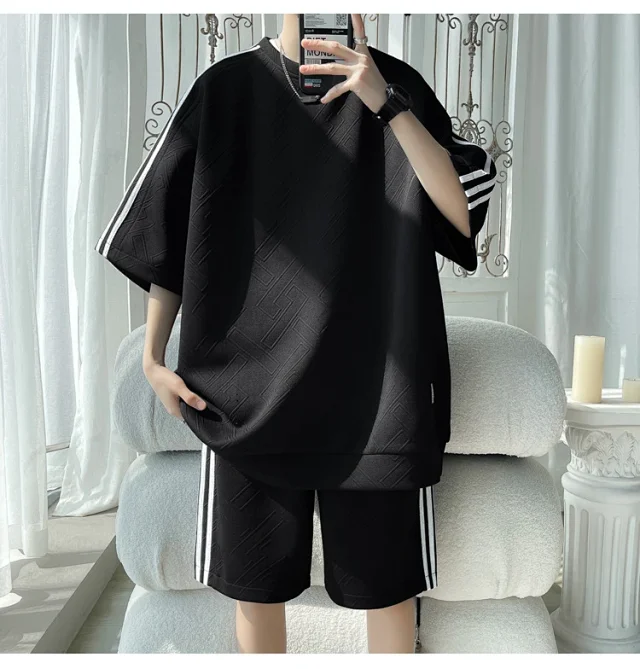 Men's Summer Loose Jacquard Tracksuit Detail