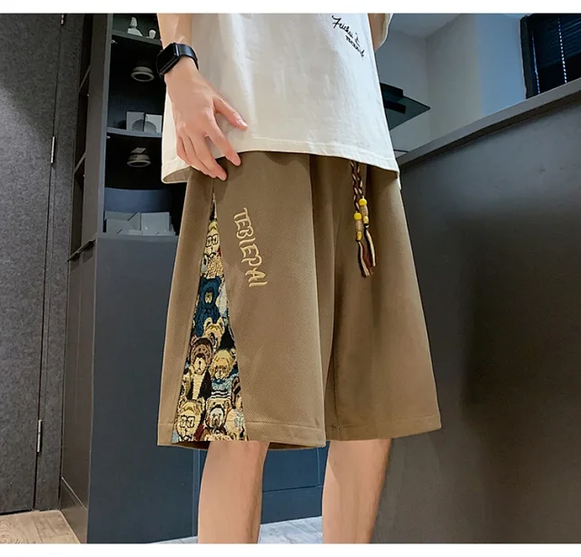 Men's 2025 Summer Embroidered Shorts with Cartoon Bear Detail