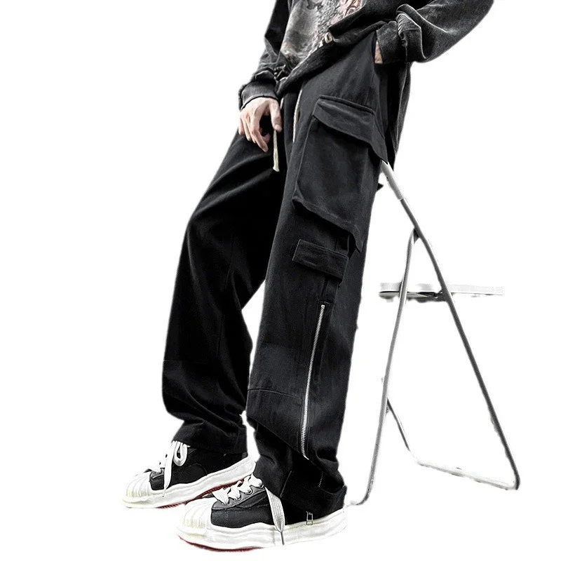 Grey American Retro Cargo Pants for Men