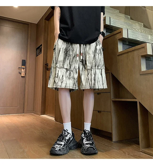 Men's Black Shorts with Pockets Detail