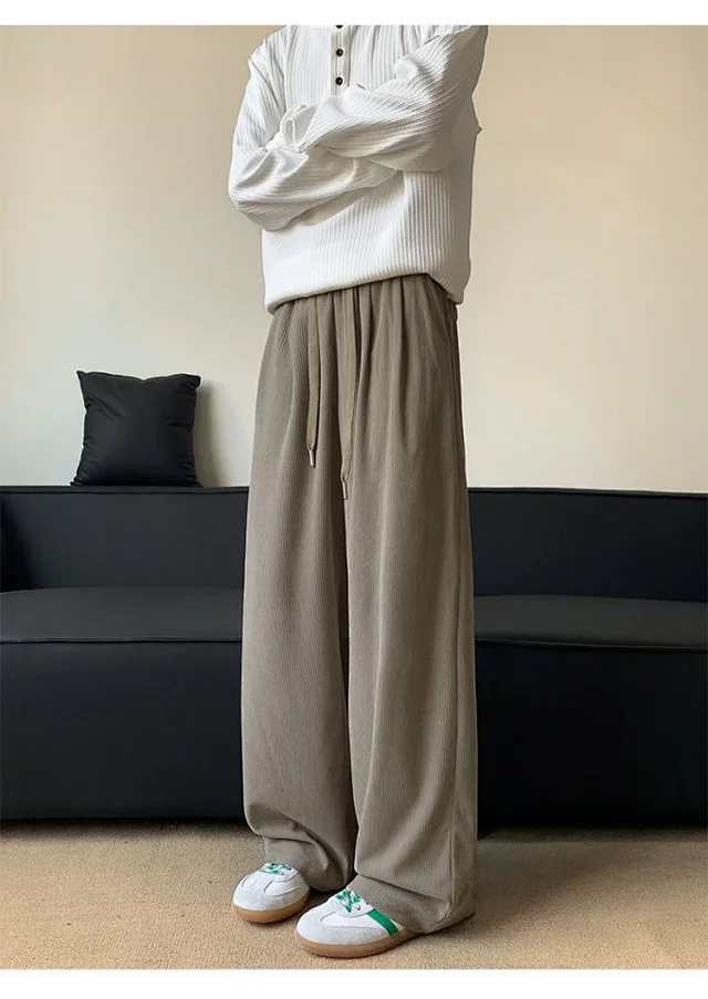 Khaki Wide-Leg Sport Pants Detail
