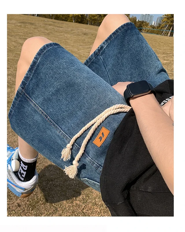 Men's Summer Breathable Cotton Denim Shorts Detail