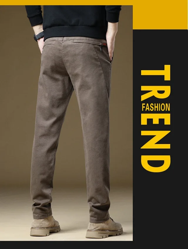 Men's Winter Fleece Slim Straight Warm Business Pants Detail